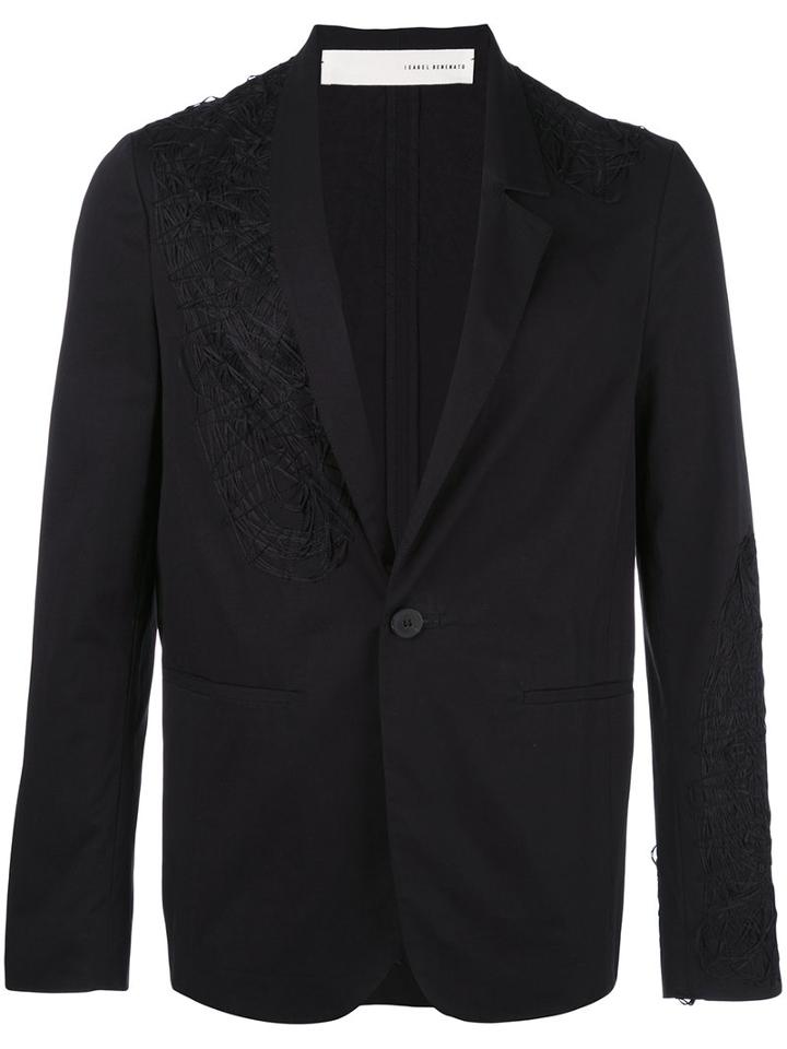 Isabel Benenato Embroidered Blazer, Men's, Size: 48, Black, Viscose
