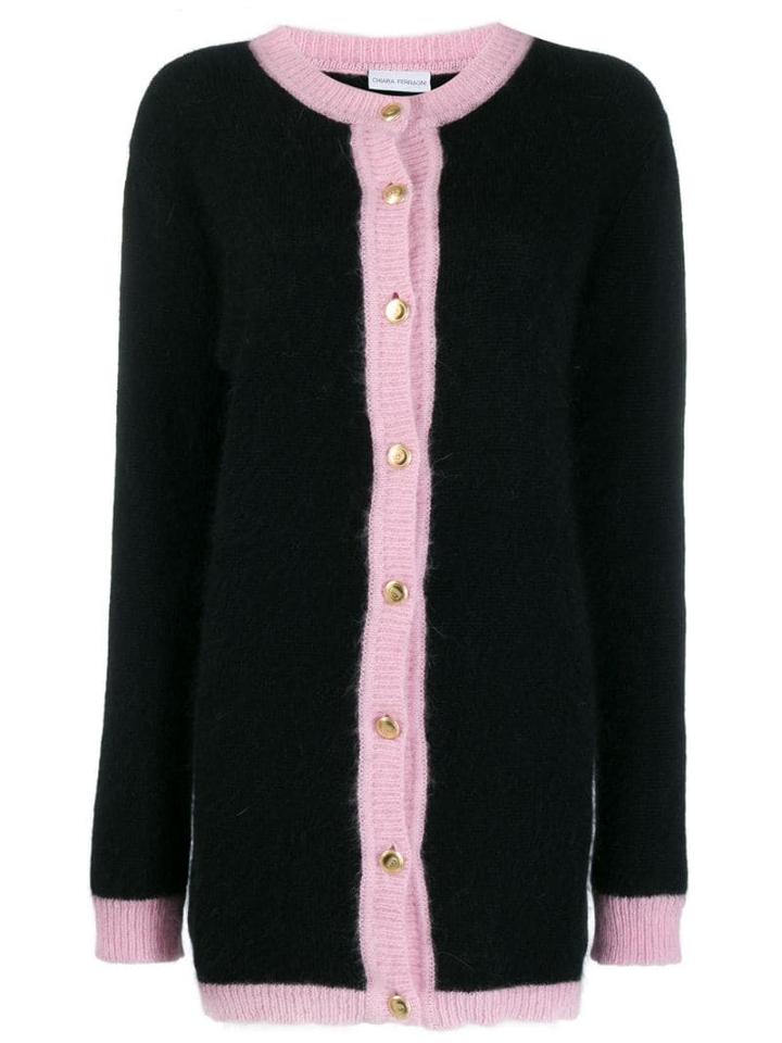 Chiara Ferragni Pink Trim Knitted Cardigan - Black