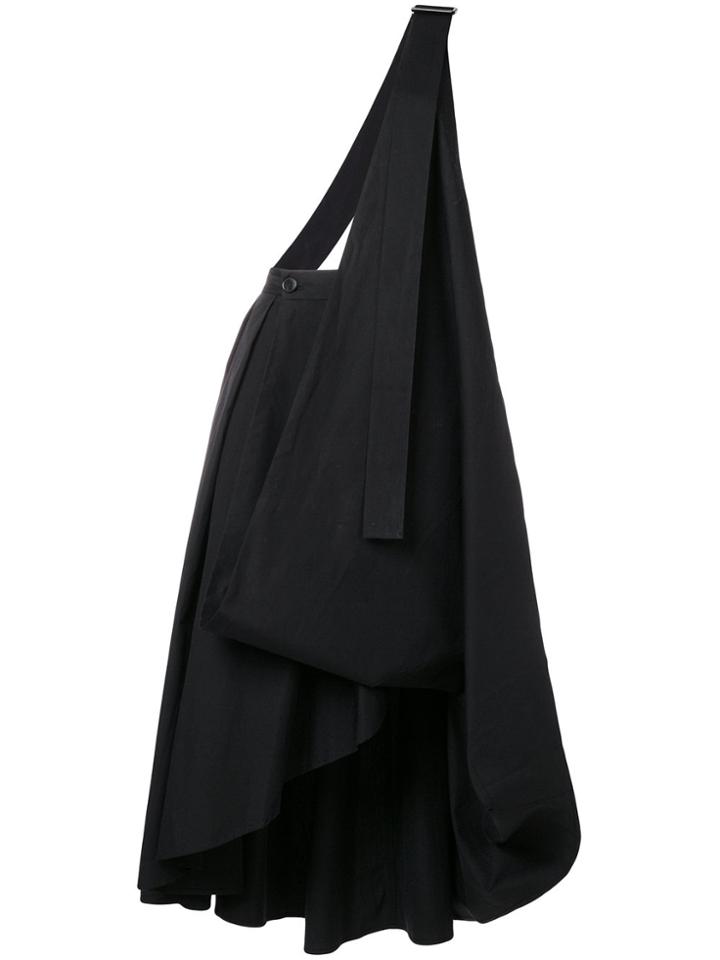 Balossa White Shirt One Shoulder Asymmetric Skirt - Black