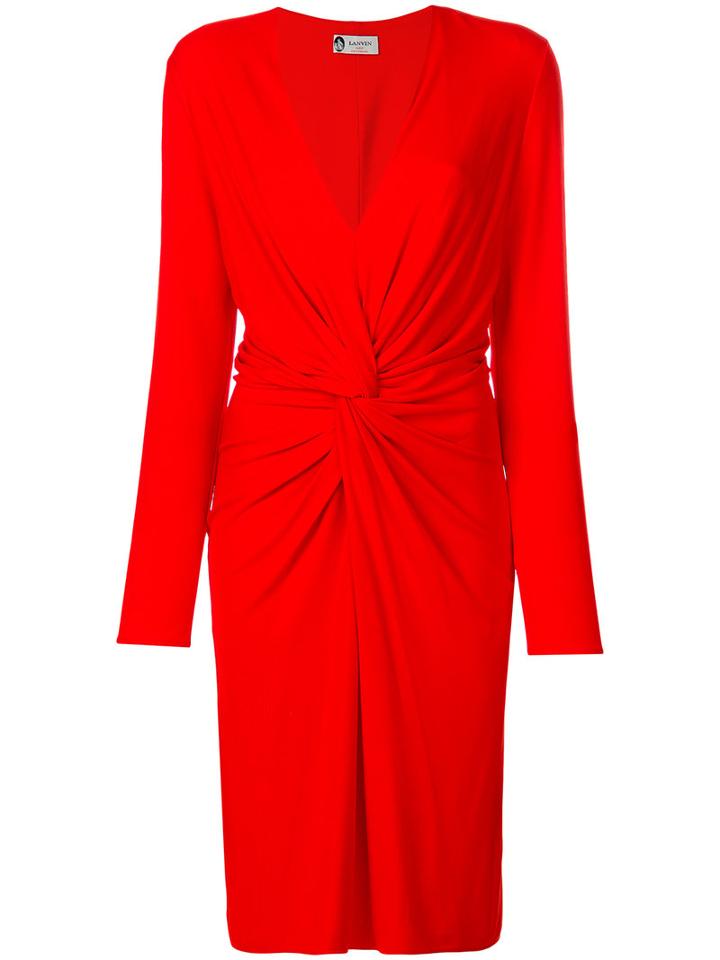 Lanvin - Knotted V-neck Dress - Women - Spandex/elastane/viscose - 40, Red, Spandex/elastane/viscose