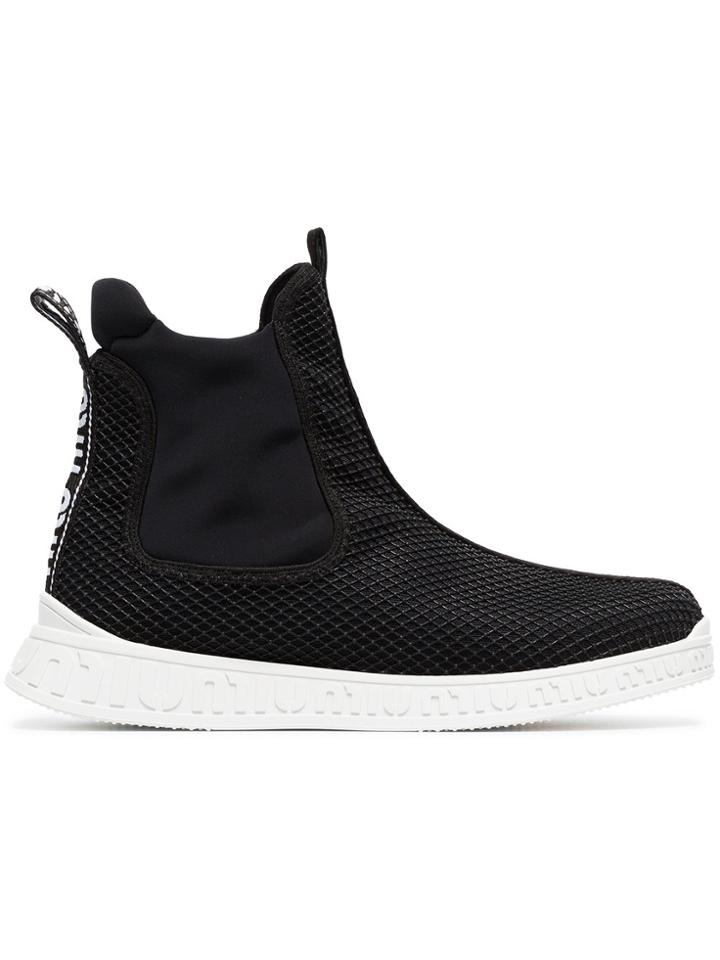 Miu Miu Logo Tab High Top Sock Sneakers - Black