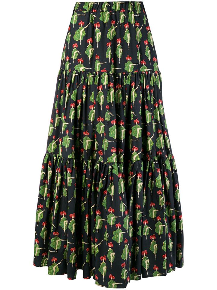 La Doublej Can Can Print Maxi Skirt - Blue