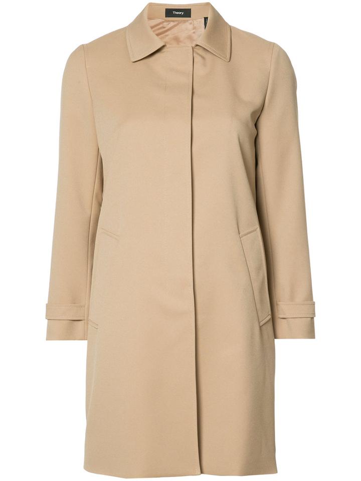 Theory Single-breasted Coat, Women's, Size: Medium, Nude/neutrals, Rayon/polyester