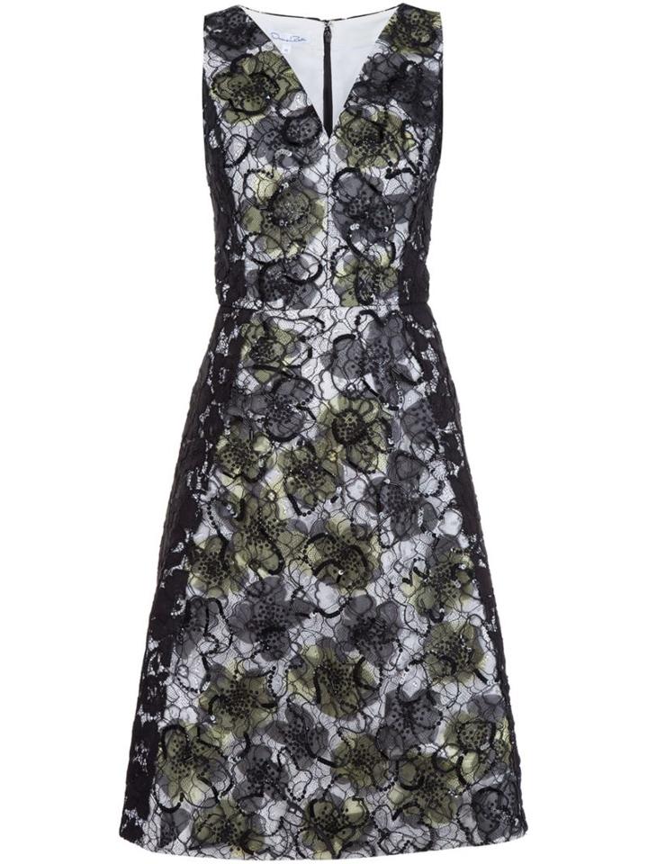 Oscar De La Renta Embellished Floral Lace Dress