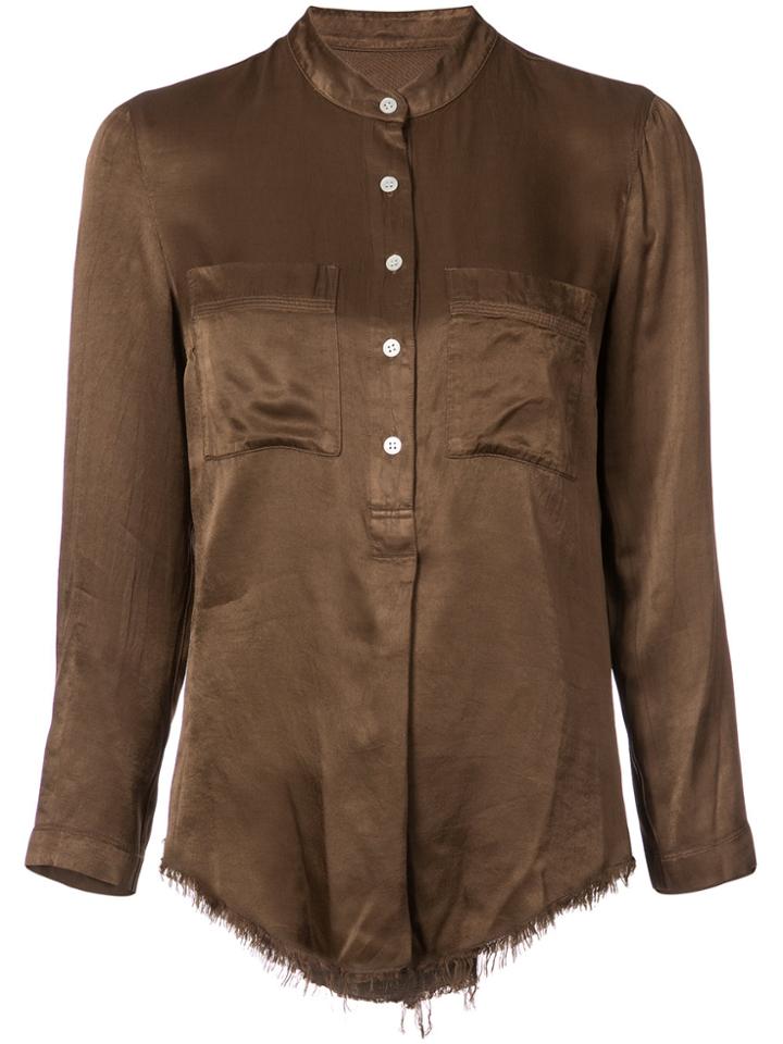 Raquel Allegra Raw Hem Long Sleeve Shirt - Brown