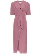 Nanushka Fave V-neck Short Sleeve Wrap Dress - Pink & Purple