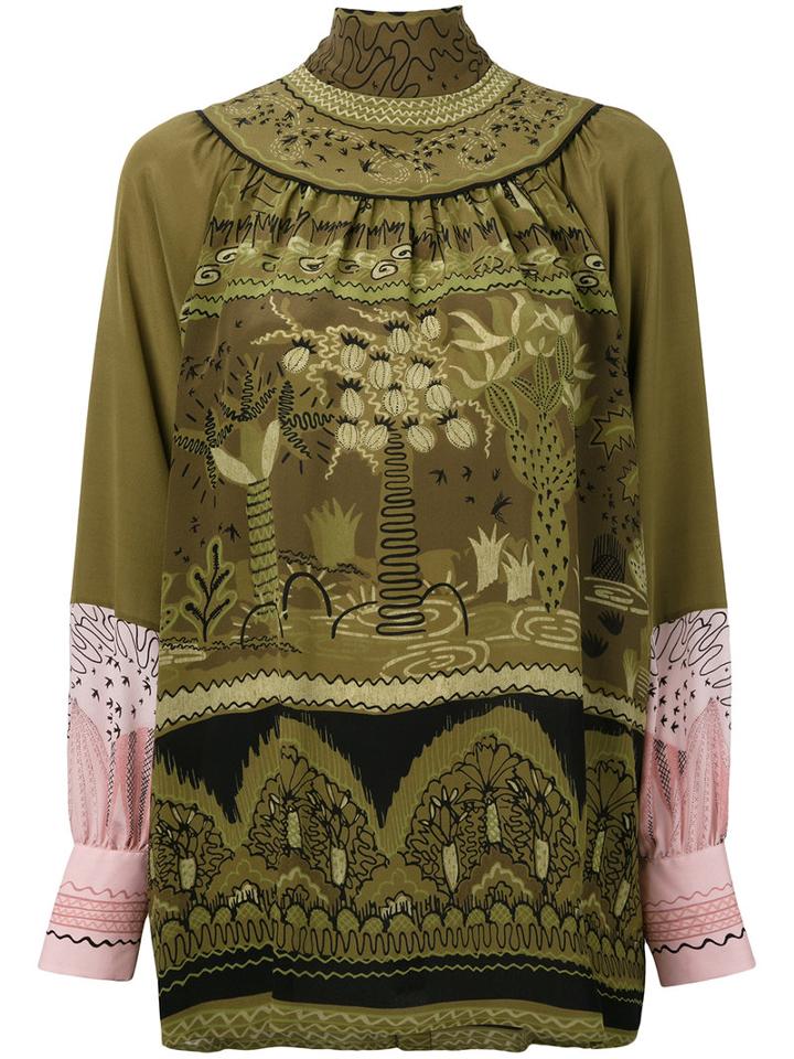 Valentino - Jungle Of Delight Blouse - Women - Silk - 42, Women's, Green, Silk