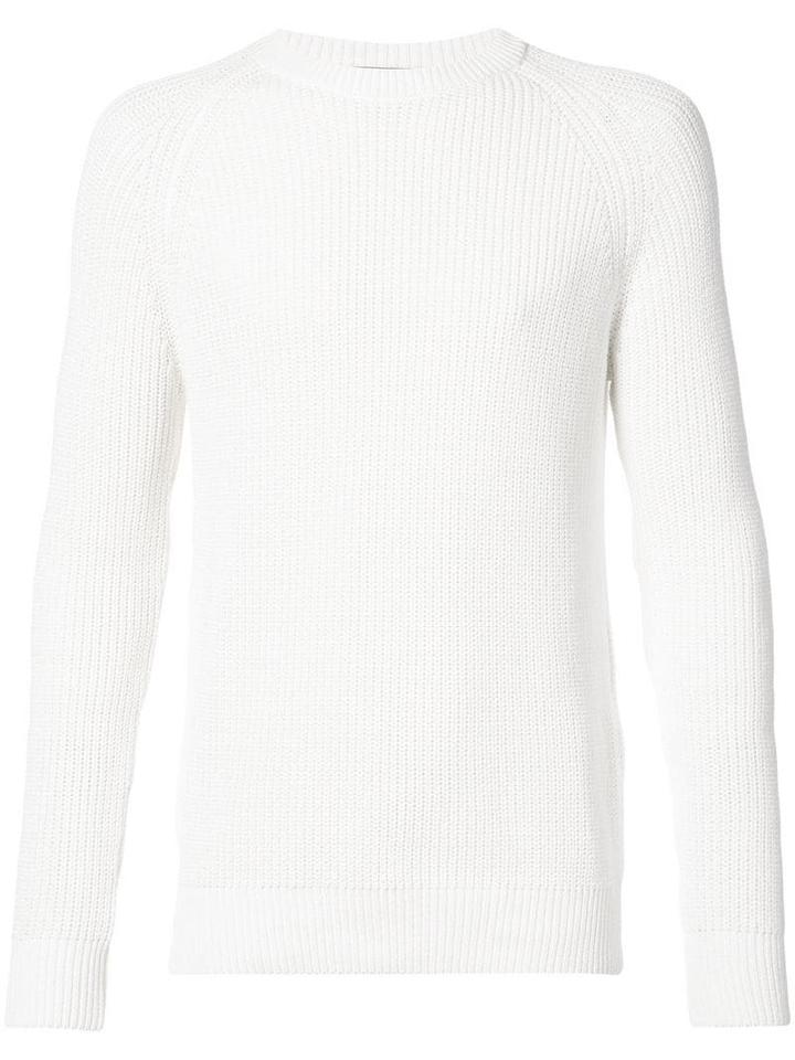 Ami Paris Ribbed Knit Sweater - White