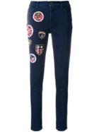 Mr & Mrs Italy Decorative Patch Cropped Jeans - Blue