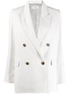 Closed Double-breasted Fitted Blazer - White