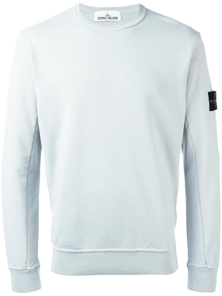 Stone Island Logo Patch Sweatshirt, Size: Xxl, Grey, Cotton