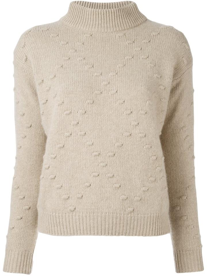 Zanone Patterned Pullover, Women's, Size: 46, Nude/neutrals, Angora/virgin Wool