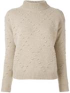 Zanone Patterned Pullover, Women's, Size: 46, Nude/neutrals, Angora/virgin Wool