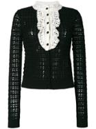 Red Valentino - Crochet Knit Cardigan - Women - Wool/virgin Wool - S, Black, Wool/virgin Wool