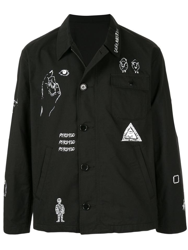 Johnundercover Psychic-print Shirt Jacket - Black
