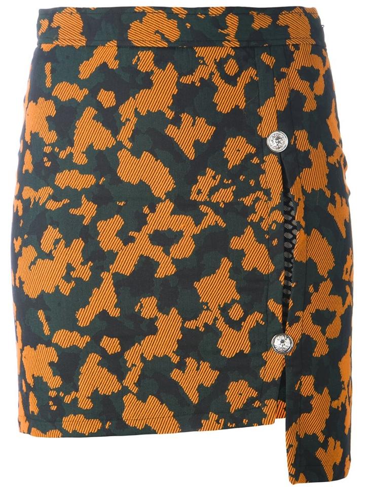 Versus Camouflage Fitted Skirt, Women's, Size: 42, Green, Cotton/polyamide/polyester/spandex/elastane
