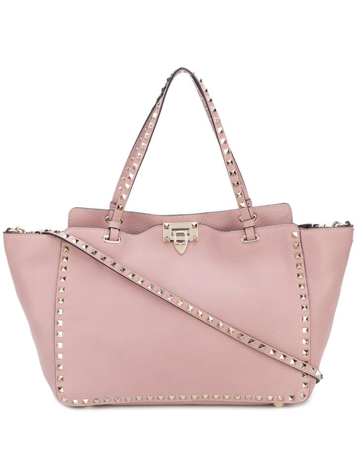 Valentino Valentino Garavani Rockstud Medium Tote - Pink & Purple