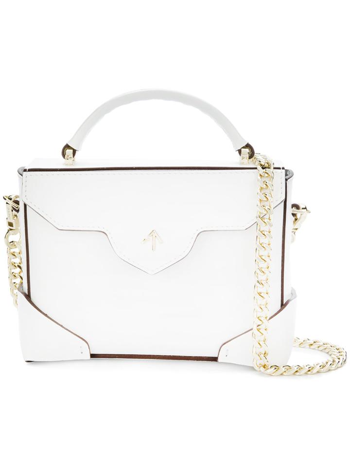 Manu Atelier Micro Bold Crossbody Bag - White