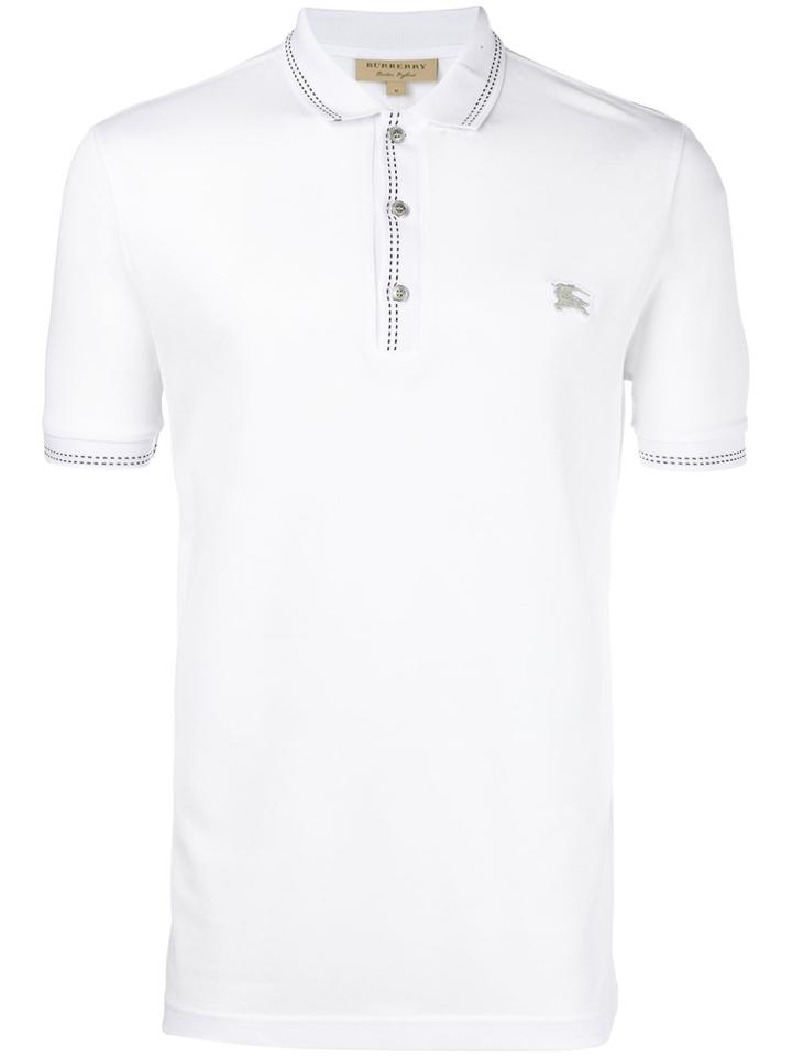 Burberry Stitch Detail Polo Shirt - White