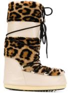 Yves Salomon Leopard Print Moon Boots - Neutrals
