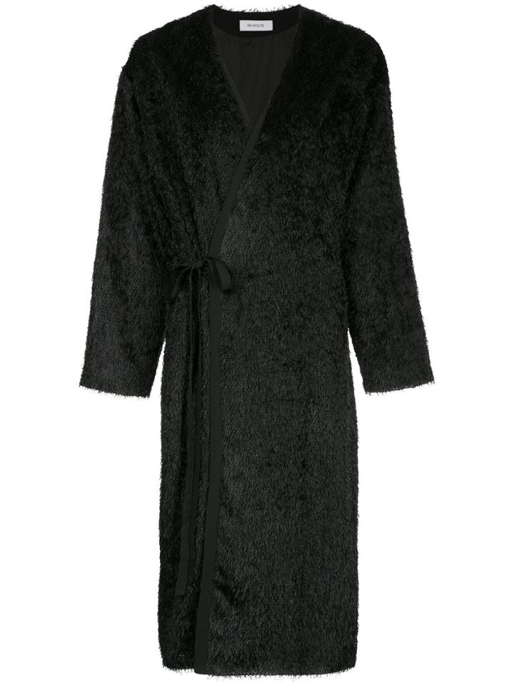 En Route Tie Waist Longline Cardigan - Black