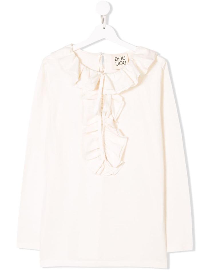 Douuod Kids Teen Ruffle Detailed T-shirt - Neutrals