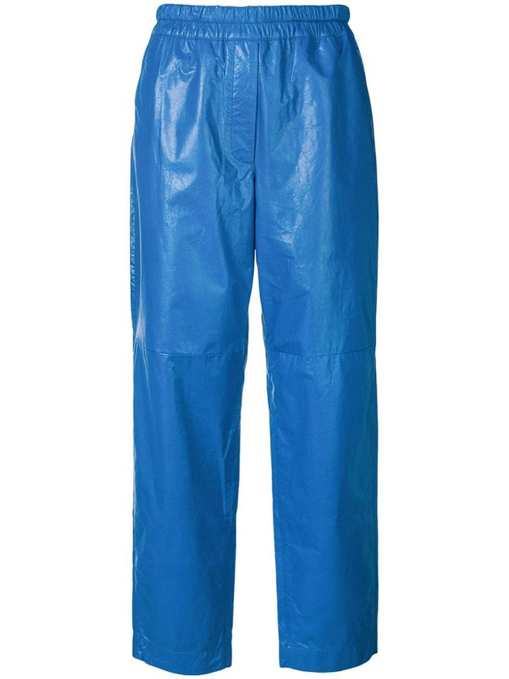 Christian Wijnants Cropped Cracked Effect Trousers - Blue