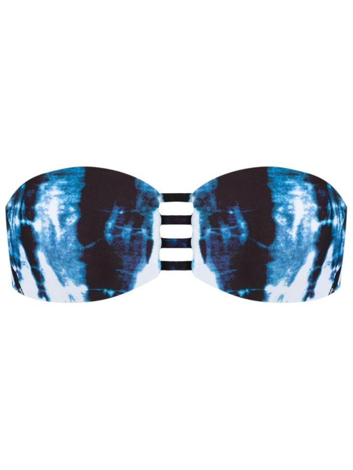 Blue Man Print Bandeau Bikini Top