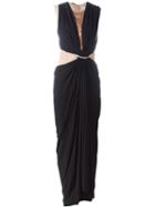 Lanvin Draped Evening Gown, Women's, Size: 38, Black, Viscose/spandex/elastane/cupro