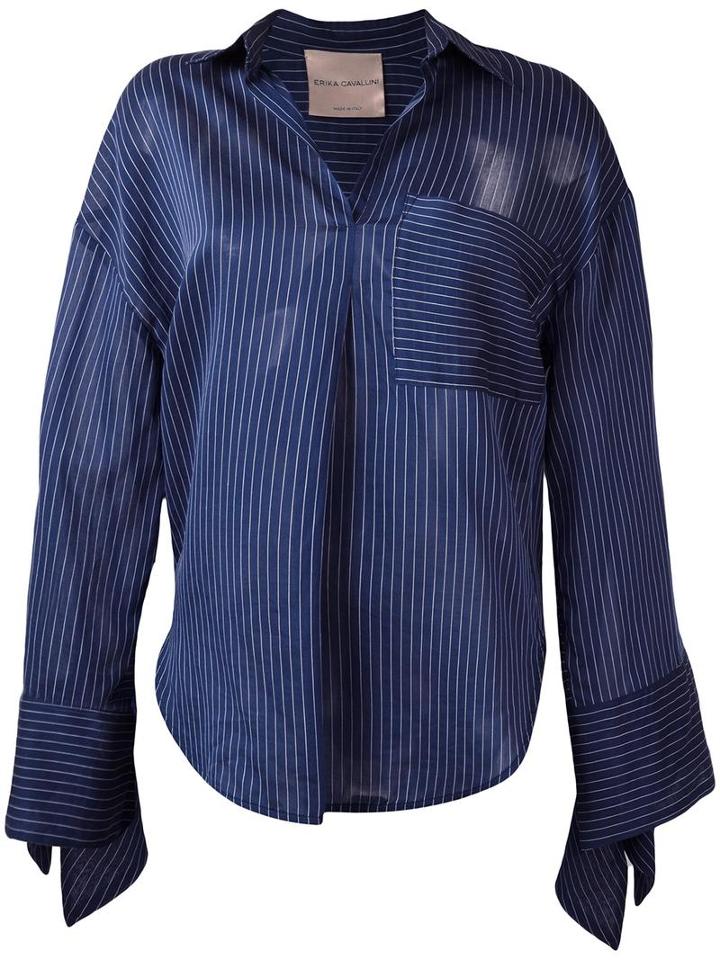 Erika Cavallini Striped Shirt, Women's, Size: 38, Blue, Silk/cotton