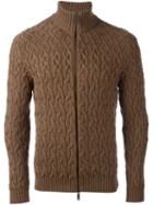 Etro Cable Knit Cardigan, Men's, Size: Large, Brown, Wool