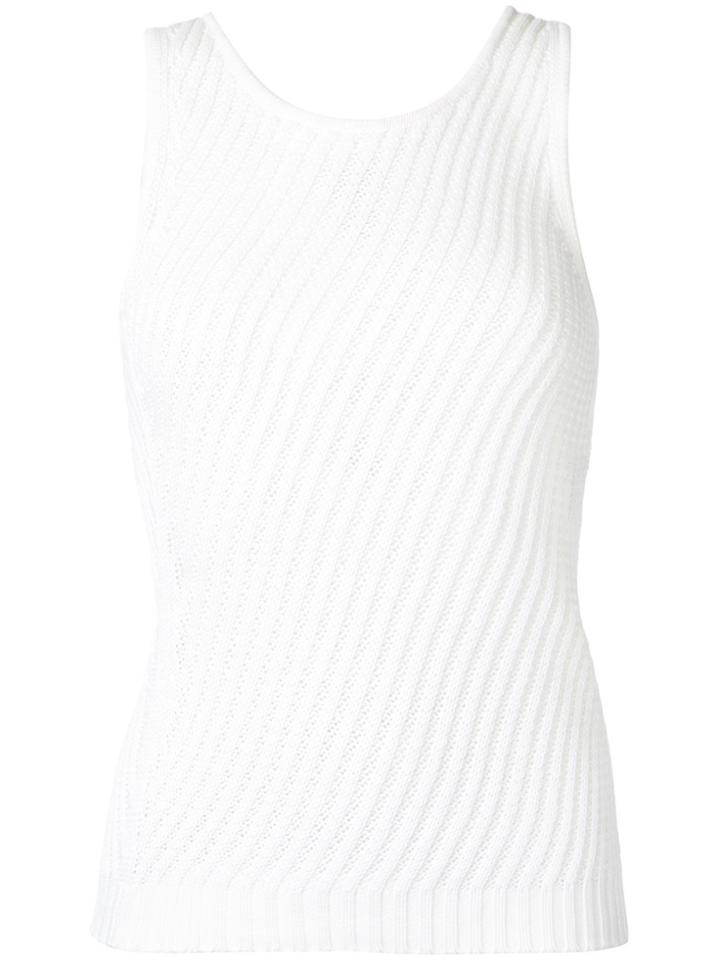 Chanel Vintage Diagonal Knit Tank Top - White