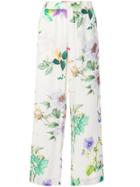 P.a.r.o.s.h. Floral Printed Wide Leg Trousers - White