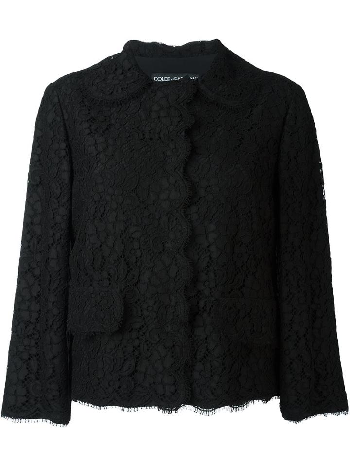 Dolce & Gabbana Floral Lace Jacket, Women's, Size: 40, Black, Cotton/nylon/viscose/silk