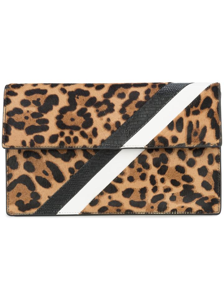 Tomasini Leopard Print Stripe Clutch Bag - Nude & Neutrals