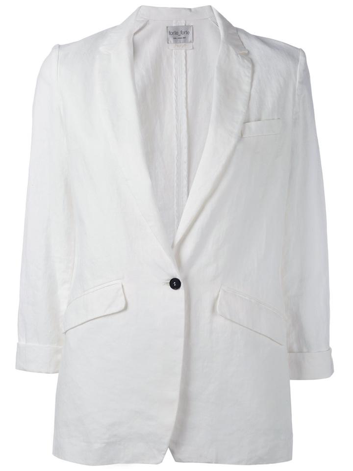 Forte Forte Single Button Blazer, Women's, Size: 2, White, Cotton/linen/flax
