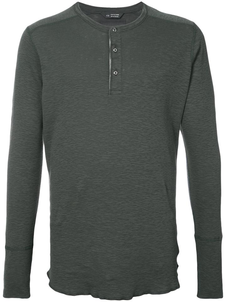 Wings+horns Henley Long Sleeve T-shirt - Green