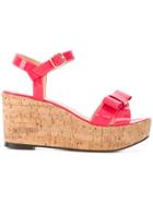 Tila March Bow Wedge Carolina Sandals - Pink & Purple