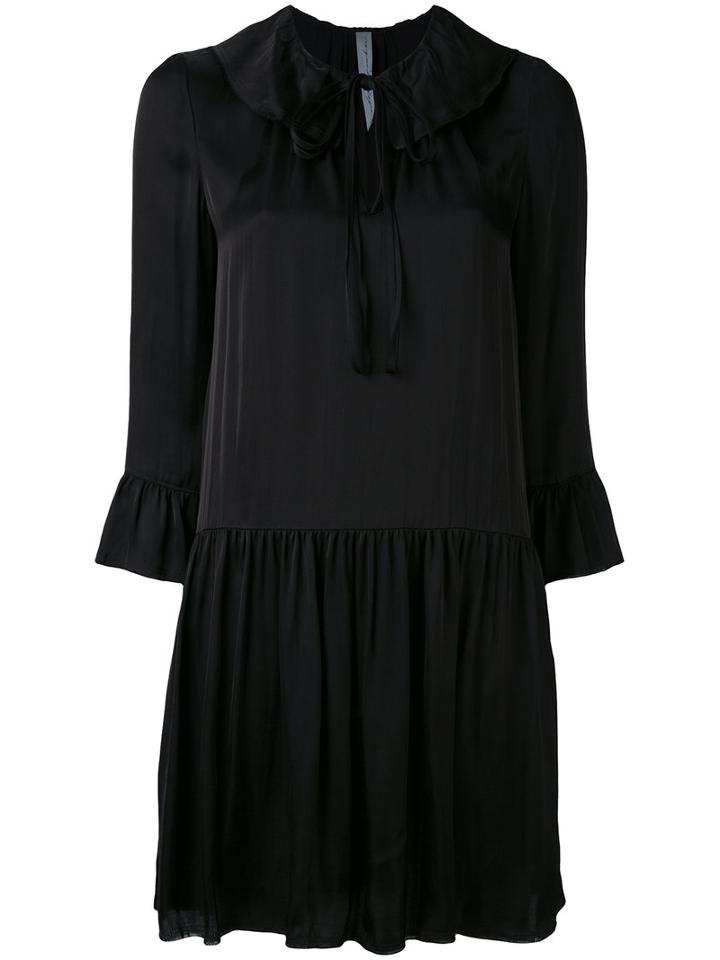 Liquid Satin Ruffle Neck Dress - Women - Cotton/viscose - 1, Black, Cotton/viscose, Raquel Allegra
