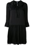 Liquid Satin Ruffle Neck Dress - Women - Cotton/viscose - 1, Black, Cotton/viscose, Raquel Allegra