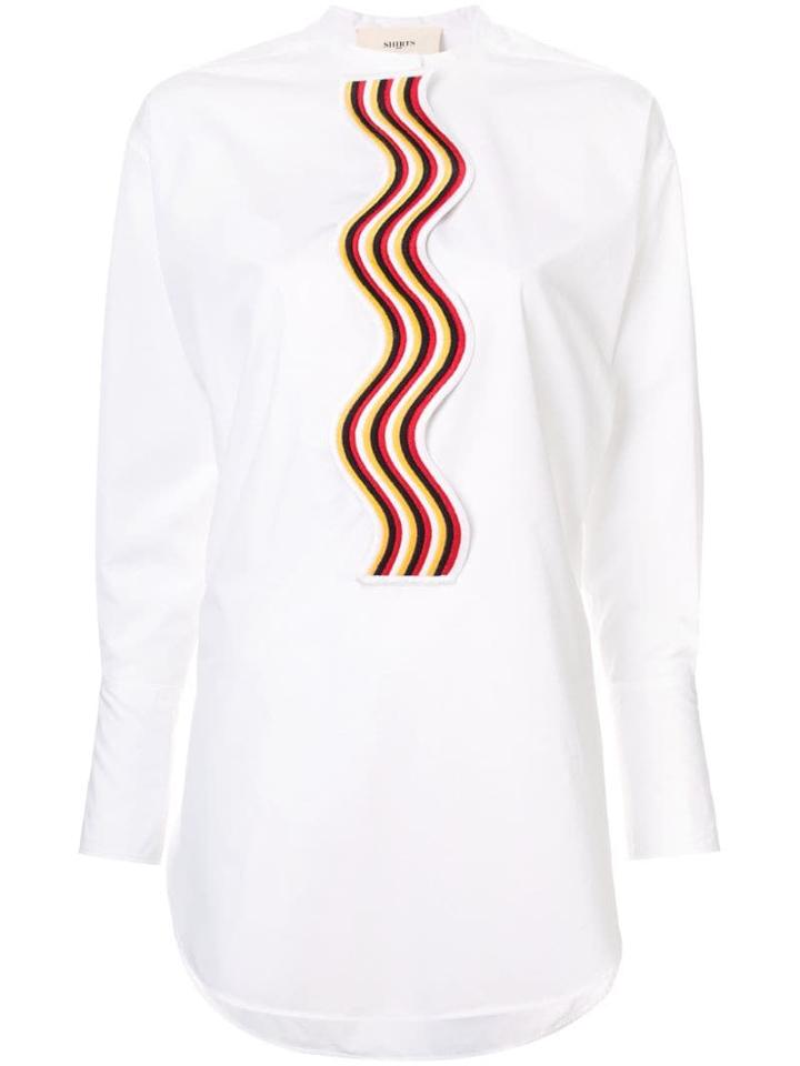 Ports 1961 Wave Patch Collarless Shirt - White