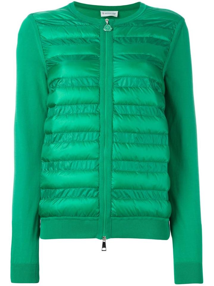 Moncler Padded Front Cardigan, Women's, Size: M, Green, Polyamide/cotton/feather Down