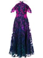 Marchesa Notte Invisible Strap Detail Dress - Blue
