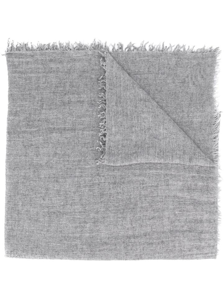 Faliero Sarti Fringed Knitted Scarf - Grey