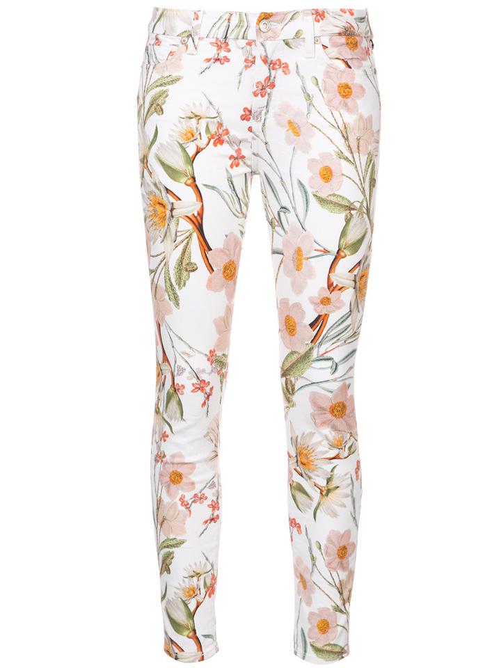 7 For All Mankind - Floral Print Skinny Jeans - Women - Cotton/spandex/elastane - 27, White, Cotton/spandex/elastane