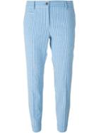 Alberto Biani Striped Trousers, Women's, Size: 42, Blue, Cotton/linen/flax/spandex/elastane