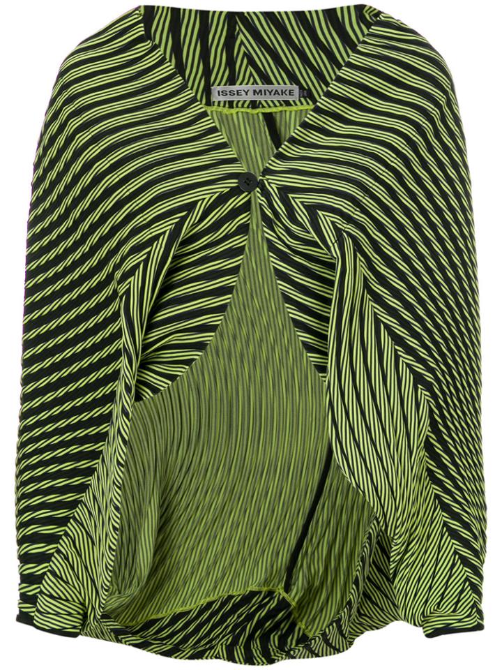 Issey Miyake Striped Cape Shrug - Black