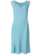 Alberta Ferretti V-neck Back Tie Midi Dress - Blue