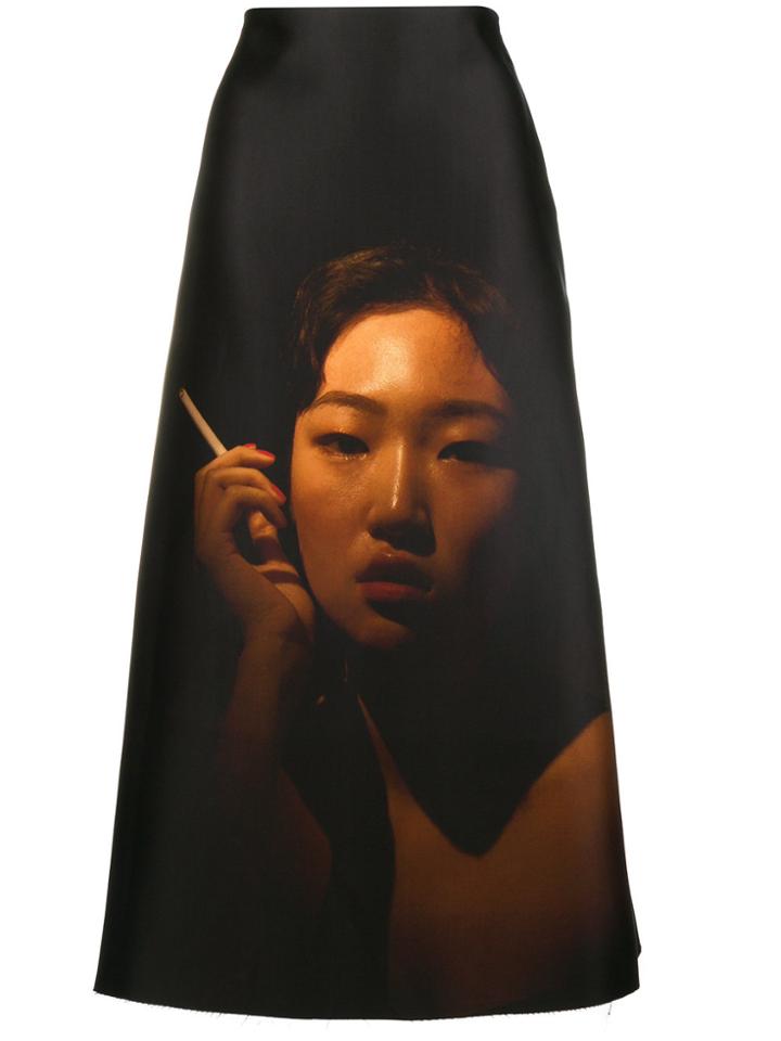 Yang Li Printed A-line Skirt - Black