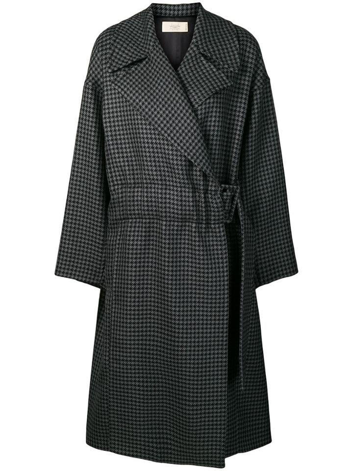 Maison Flaneur Houndstooth Coat - Grey
